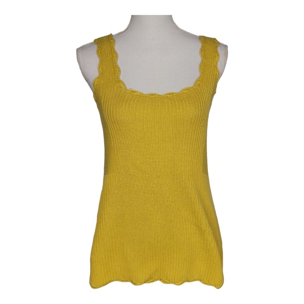 Anthropologie Moth Small Yellow Newport Sweater Tank Top Small Sleeveless Knit